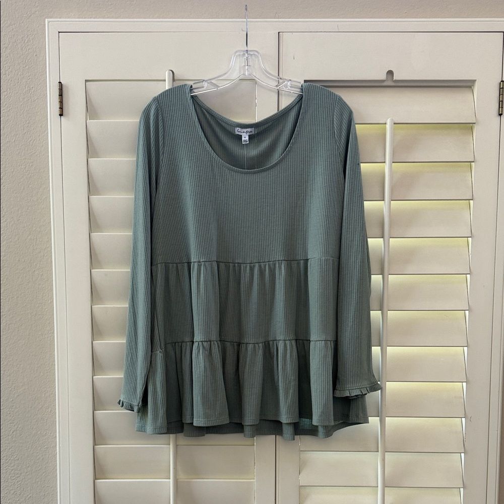 love, Fire Sage Long Sleeve Tiered Top